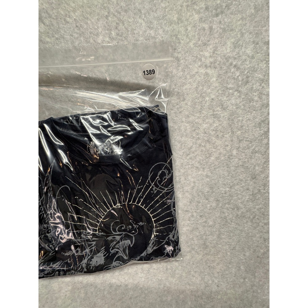 Calvin Klein Mens XL Eagle Graphic T Black Silver Sun Print Crewneck Cotton - Picture 8 of 8